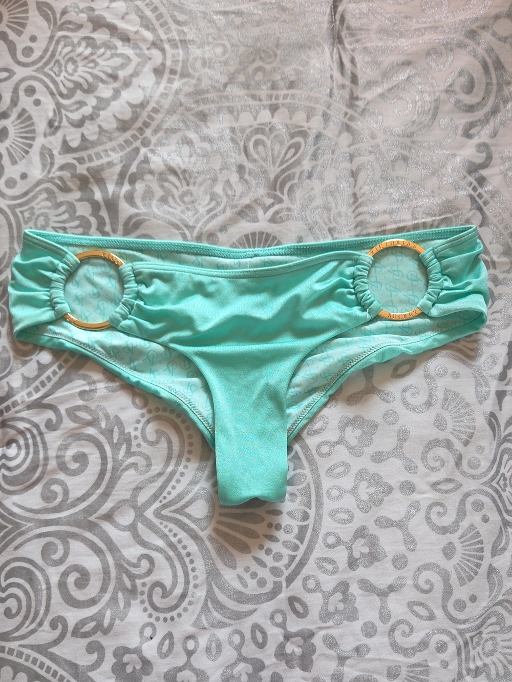 Victoria's Secret Mint Green Bikini Bottoms with Gold Rings